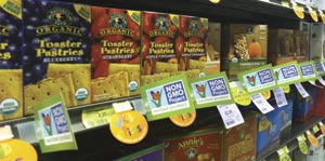 Non GMO Labels on Store Shelves
